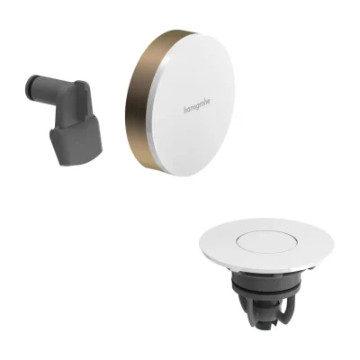 Hansgrohe Exafill - gatavais komplekts vannas ieplūdei, noteces un pārplūdes komplekts, Push-Open, balts spīdīgs/bronza birstēta 58119140