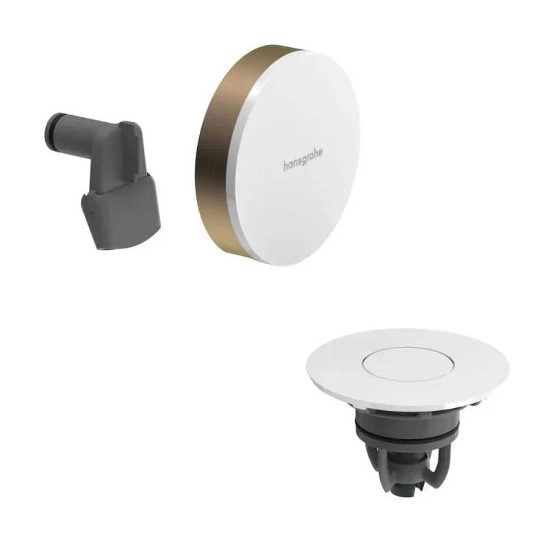 Hansgrohe Exafill - gatavais komplekts vannas ieplūdei, noteces un pārplūdes komplekts, Push-Open, balts spīdīgs/bronza birstēta 58119140