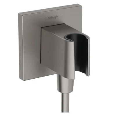 Hansgrohe Fixfit - sienas pieslēguma līkums ar dušas turētāju, melns hroms birstēts 26889340