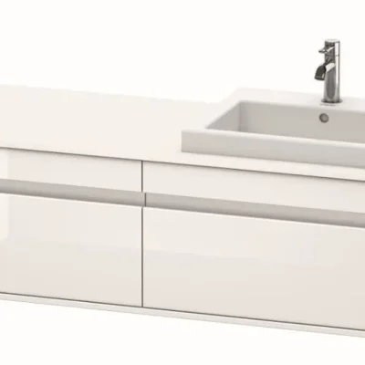 Duravit Ketho - izlietnes skapītis 43x140x55 cm, labais, 2 atvilktnes, balts spīdīgs KT6797R2222