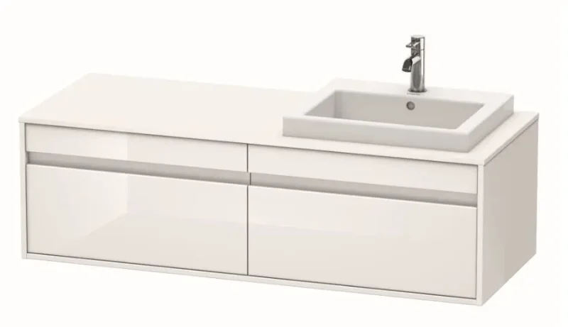 Duravit Ketho - izlietnes skapītis 43x140x55 cm, labais, 2 atvilktnes, balts spīdīgs KT6797R2222