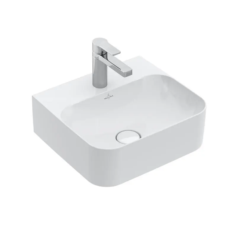 Villeroy & Boch Finion - rokas izlietne ar slēptu pārplūdi, 43x39 cm - ar CeramicPlus, Alpu balts 436444R1