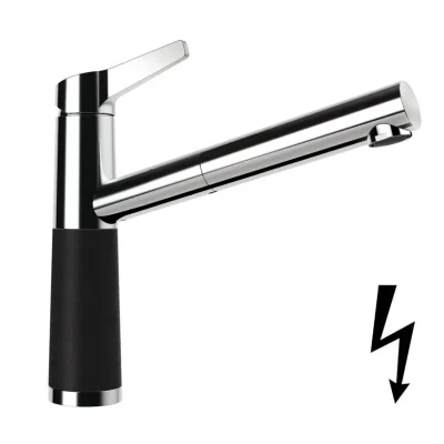 SCHOCK SC-510 - virtuves izlietnes maisītājs ar izvelkamu izteku, Nero/hroms 554123GNE