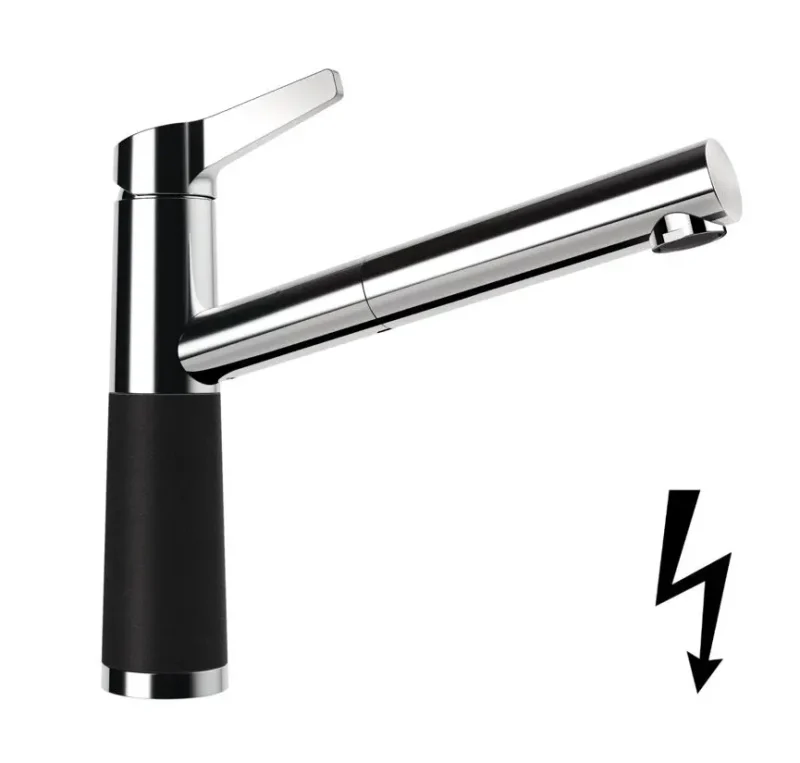 SCHOCK SC-510 - virtuves izlietnes maisītājs ar izvelkamu izteku, Nero/hroms 554123GNE
