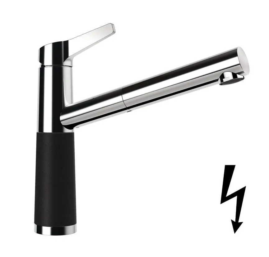 SCHOCK SC-510 - virtuves izlietnes maisītājs ar izvelkamu izteku, Nero/hroms 554123GNE