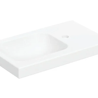 Geberit iCon - roku mazgāšanas izlietne 5x3 cm, bez pārplūdes, jaucējkrāna atvere labajā pusē, balta matēta 501.832.JT.1