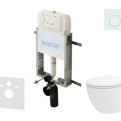 kielle Genesis New - komplekts priekšsienas uzstādīšanai, WC Oudee, Vortex Rimless+, Softclose sēdeklis un vadības plate Gemini New I, spīdīgi balts 30528SZ28