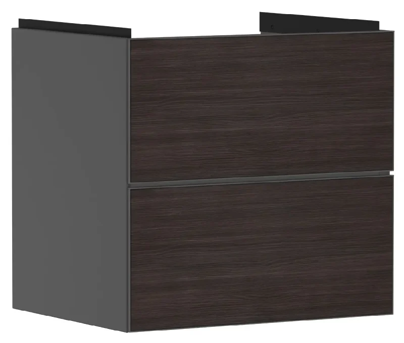 Hansgrohe Xevolos E - izlietnes skapītis 58x58x48 cm, 2 atvilktnes, matēti pelēks/ tumšs ozols 54177730