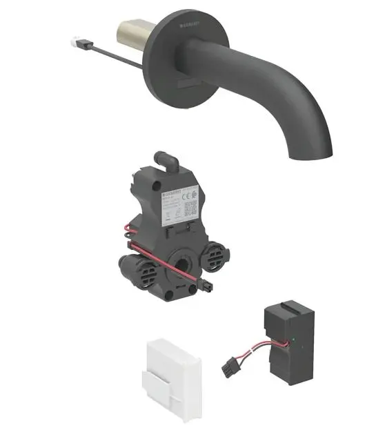 Geberit Piave - elektronisks zemapmetuma izlietnes maisītājs, tīkla barošana, easy to clean, matēti melns 116.282.14.1