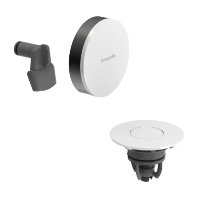 Hansgrohe Exafill - gatavais komplekts vannas ieplūdei, noteces un pārplūdes komplekts, Push-Open, balts spīdīgs/hroms melns birstēts 58119340