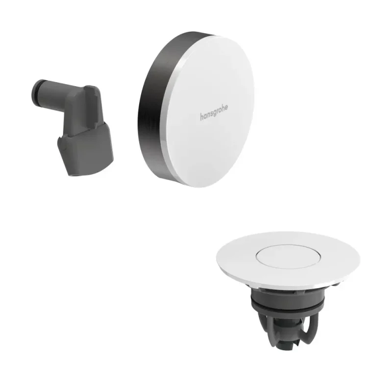 Hansgrohe Exafill - gatavais komplekts vannas ieplūdei, noteces un pārplūdes komplekts, Push-Open, balts spīdīgs/hroms melns birstēts 58119340