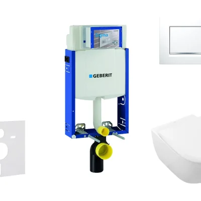 Geberit Kombifix - uzstādīšanas modulis piekaramajam WC ar vadības plati Sigma20, balts/hroms spīdīgs + Villeroy Boch - WC un WC sēdeklis, DirectFlush, SoftClose, CeramicPlus 110.302.00.5 NI5