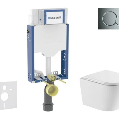 Geberit Kombifix - priekšsienas elementu komplekts, Nefia WC ar Softclose sēdekli un Sigma01 vadības plati, spīdīgs hroms SANI15CA1140