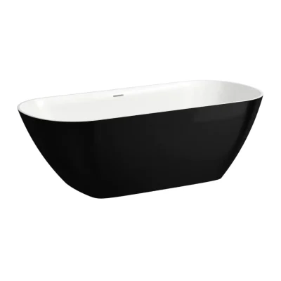 Laufen Lua - brīvi stāvoša vanna, 170x75 cm, ClickClack, melna/balta H2200820640001
