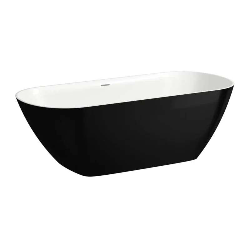 Laufen Lua - brīvi stāvoša vanna, 170x75 cm, ClickClack, melna/balta H2200820640001
