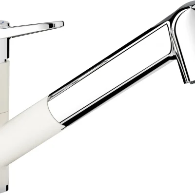 Blanco Wega S - virtuves izlietnes maisītājs ar izvelkamu dušu, balts/hroms 526421