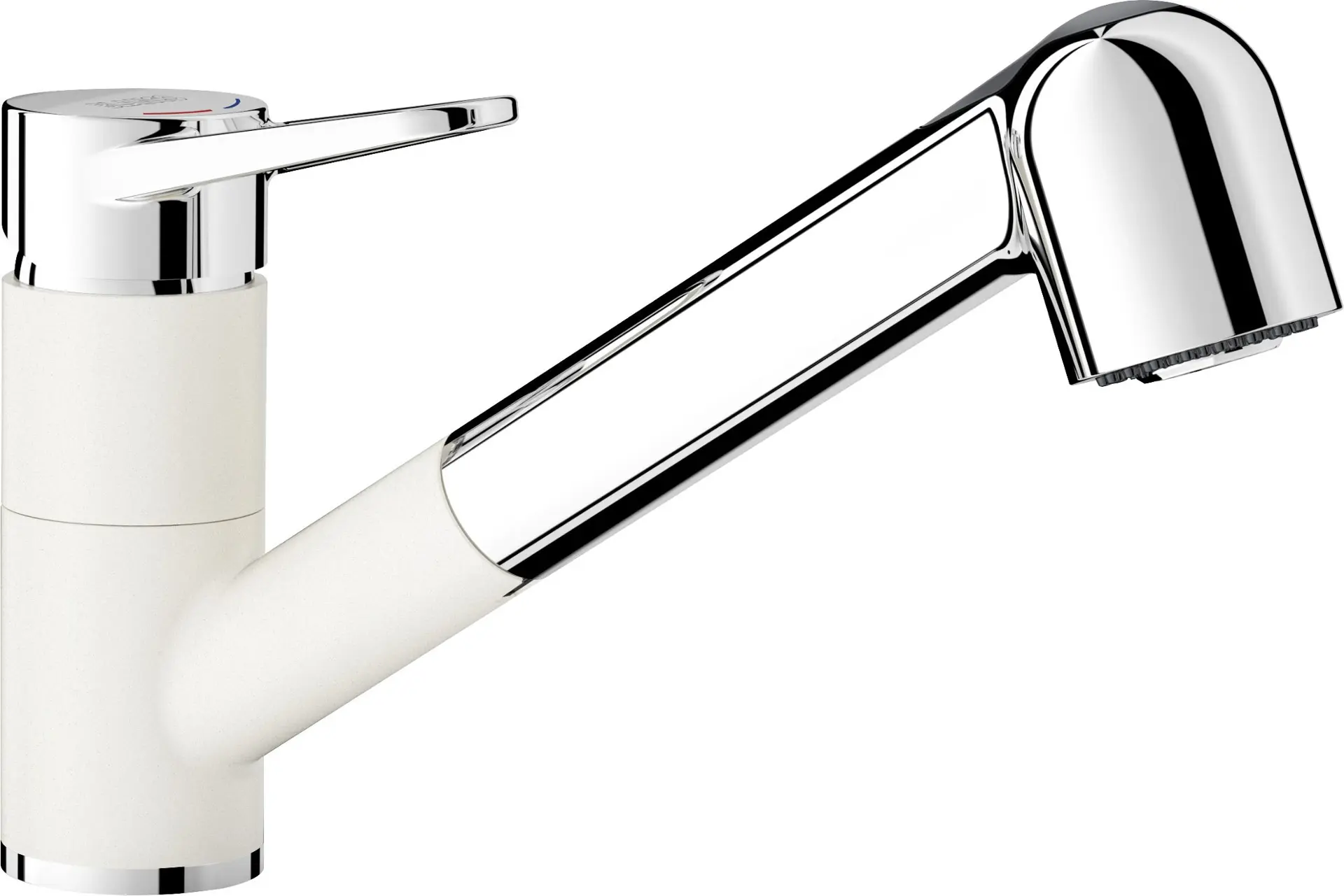 Blanco Wega S - virtuves izlietnes maisītājs ar izvelkamu dušu, balts/hroms 526421
