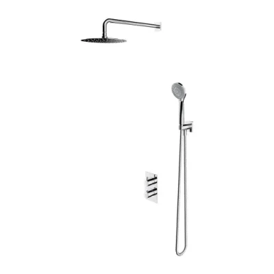 OMNIRES Y - dušas komplekts ar zemapmetuma termostatu, ar iebūvējamo daļu, diametrs 25 cm, 5 strūklas režīmi, hroms SYSYT01XCR