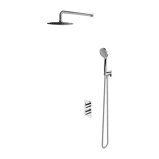 OMNIRES Y - dušas komplekts ar zemapmetuma termostatu, ar iebūvējamo daļu, diametrs 25 cm, 5 strūklas režīmi, hroms SYSYT01XCR