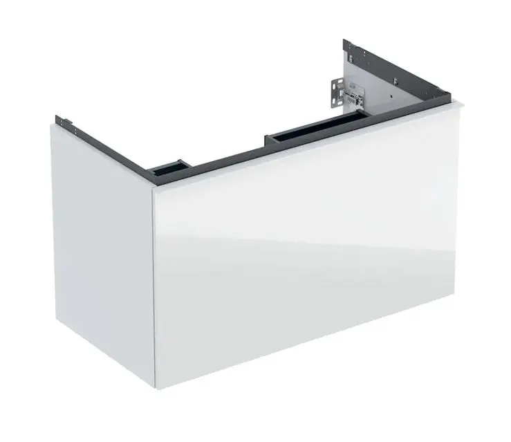 Geberit Acanto - izlietnes apakšskapītis, 89x54x48 cm, 2 atvilktnes, stikls/balts 503.005.01.2
