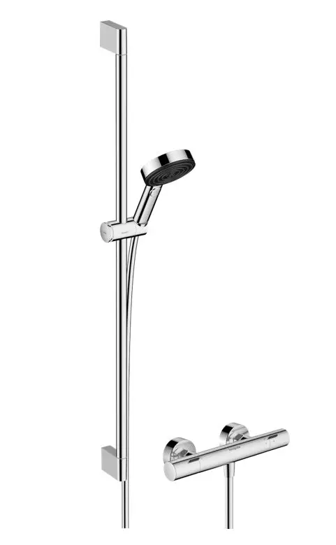 Hansgrohe Pulsify Select S - dušas komplekts ar termostatu, 3 strūklas veidi, EcoSmart, hroms 24261000