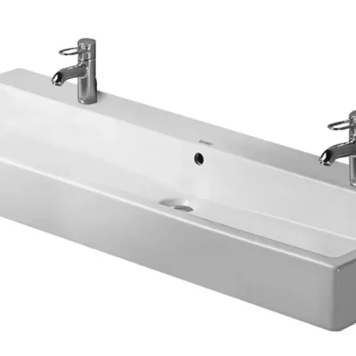 Duravit Vero - dubultā izlietne 120x47 cm, ar pārplūdi, 2 caurumiem maisītājam, WonderGliss, Alpu balts 04541200241