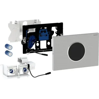 Geberit Sigma10 - elektroniska vadības plate 2 skalošanas apjomiem, darbība ar baterijām, matēts/pulēts nerūsējošais tērauds 115.909.SN.6