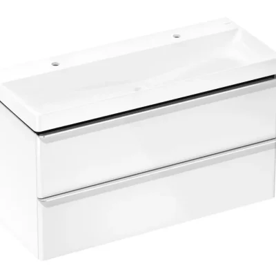 Hansgrohe Xelu Q - dubultizlietne ar apakšskapīti, 63x118x50 cm, 2 atvilktnes, balts spīdīgs/hroms 54386000