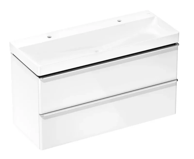 Hansgrohe Xelu Q - dubultizlietne ar apakšskapīti, 63x118x50 cm, 2 atvilktnes, balts spīdīgs/hroms 54386000