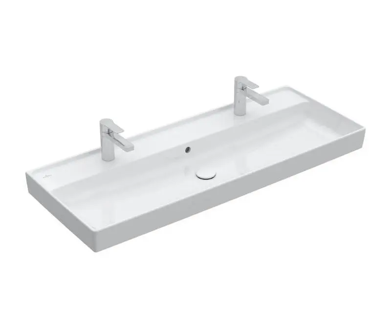 Villeroy & Boch Collaro - mēbeļu izlietne, 120x47 cm, ar pārplūdi, 2 caurumiem maisītājam, Ceramic, Stone White 4A33C4RW