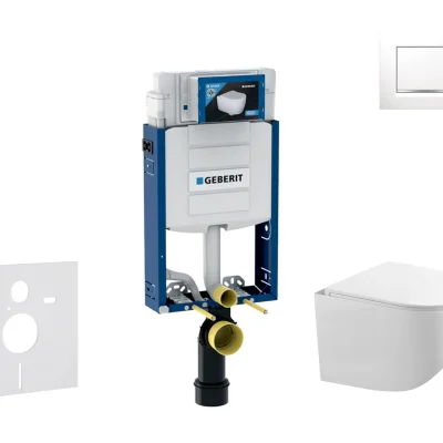 Geberit Kombifix - komplekts priekšsienas elements, Gaia WC ar Softclose sēdekli un Sigma20 vadības plāksni, balts/hroms SANI15CA3115