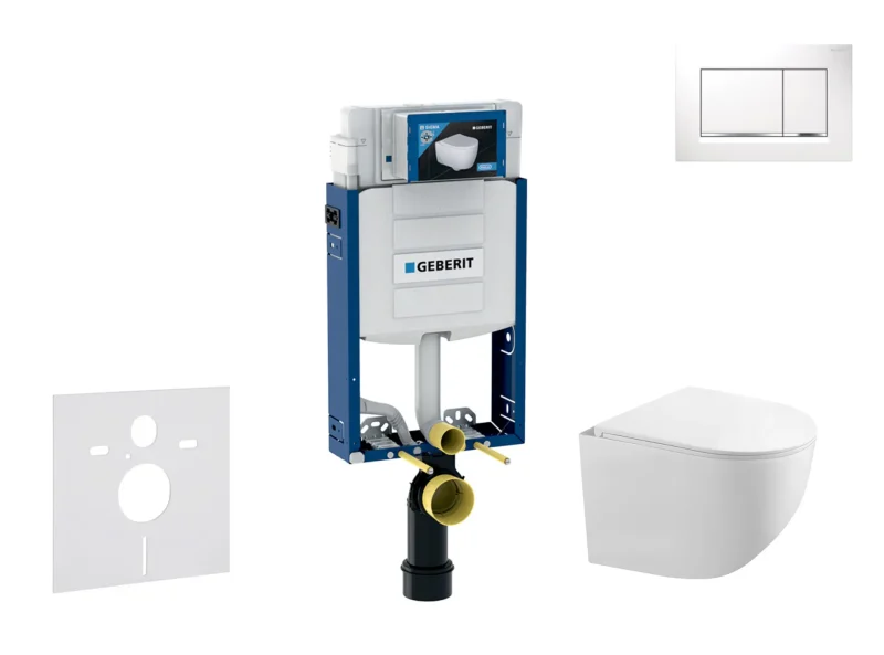 Geberit Kombifix - komplekts priekšsienas elements, Gaia WC ar Softclose sēdekli un Sigma20 vadības plāksni, balts/hroms SANI15CA3115