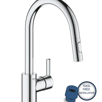 Grohe Feel - virtuves izlietnes maisītājs ar izvelkamu dušu, Hroms 31486001