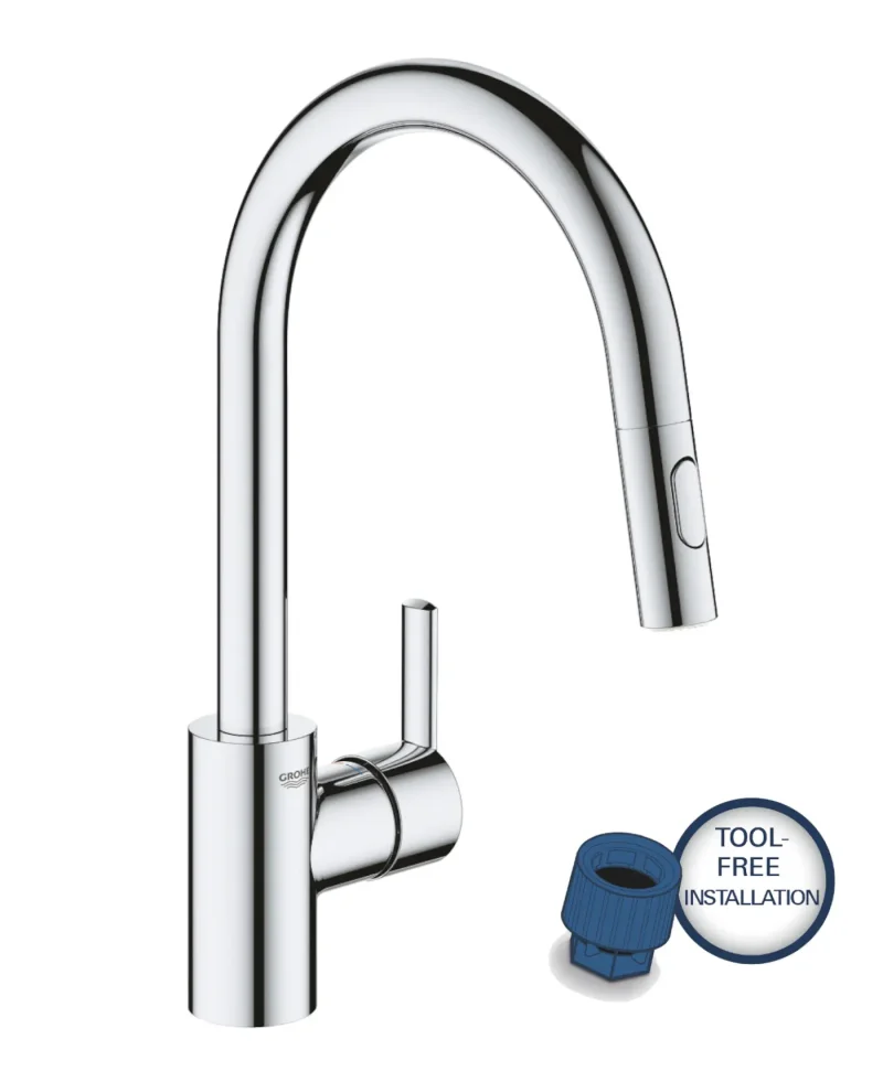 Grohe Feel - virtuves izlietnes maisītājs ar izvelkamu dušu, Hroms 31486001