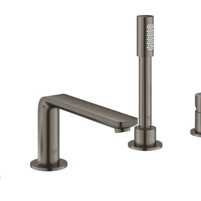 Grohe Lineare - vannas maisītājs vannas malai, 4 caurumu montāža, Hard Graphite birstēts 19577AL1