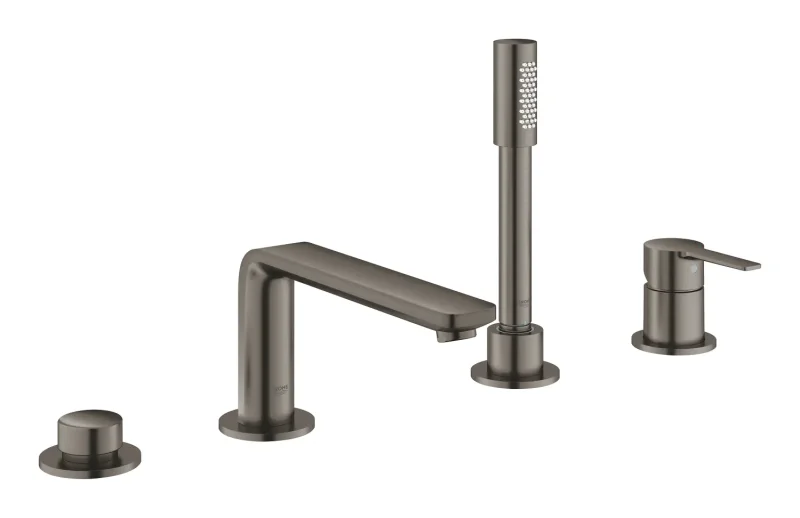 Grohe Lineare - vannas maisītājs vannas malai, 4 caurumu montāža, Hard Graphite birstēts 19577AL1