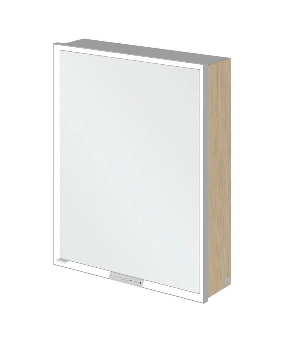 Villeroy & Boch My View+ - spoguļskapītis ar LED apgaismojumu 60x75x17 cm, 1 durvis, eņģes labajā pusē, Nordic Oak/pelēks A4816RVJ