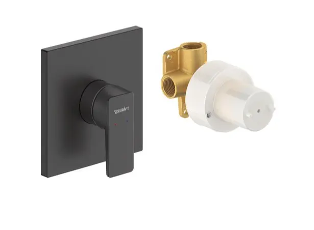 Duravit Manhattan - zemapmetuma dušas maisītājs, ar iebūvējamo korpusu, matēti melns MH4210007046