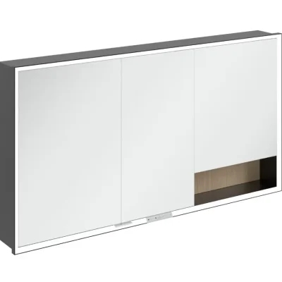 Villeroy & Boch My View+ - spoguļskapītis ar LED apgaismojumu 140x75x17 cm, 3 durvis, Nordic Oak/mattmelns B48214VJ