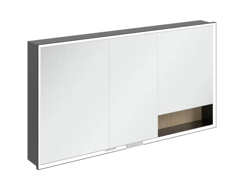 Villeroy & Boch My View+ - spoguļskapītis ar LED apgaismojumu 140x75x17 cm, 3 durvis, Nordic Oak/mattmelns B48214VJ