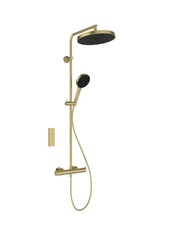 Ideal Standard Ceratherm T125+ - dušas komplekts ar termostatu, diametrs 30 cm, 3 strūklas, matēts zelts A7689A2