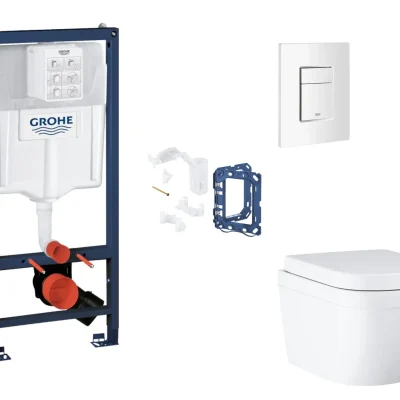 Grohe Rapid SL - komplekts ar priekšsienas elementu, WC ar SoftClose sēdekli, vadības plati Skate Cosmopolitan un Fresh pārveidošanas komplektu, Triple Vortex, Alpu balts SANI11BB3148