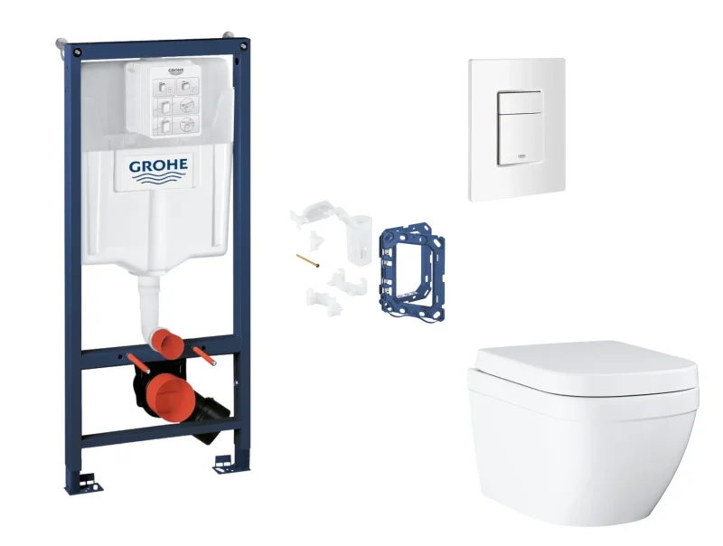 Grohe Rapid SL - komplekts ar priekšsienas elementu, WC ar SoftClose sēdekli, vadības plati Skate Cosmopolitan un Fresh pārveidošanas komplektu, Triple Vortex, Alpu balts SANI11BB3148