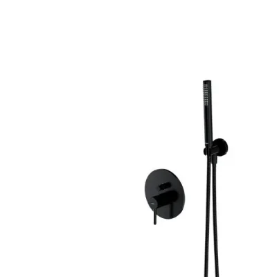 OMNIRES Y - dušas komplekts ar zemapmetuma maisītāju, ar iebūvējamo korpusu, diametrs 25 cm, melns SYSY18BL
