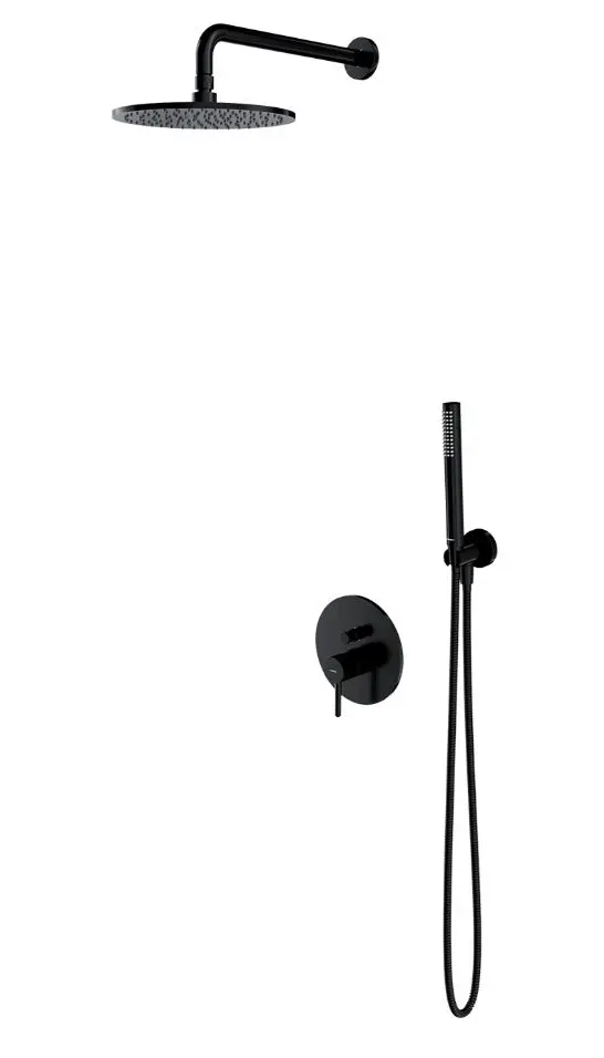 OMNIRES Y - dušas komplekts ar zemapmetuma maisītāju, ar iebūvējamo korpusu, diametrs 25 cm, melns SYSY18BL