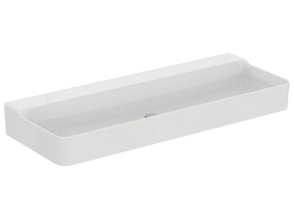 Ideal Standard Conca Ceram - dubultā uzliekamā izlietne 120x45 cm, bez pārplūdes, bez krāna cauruma, balta T384501
