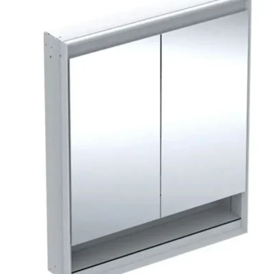 Geberit ONE - spoguļskapis ar LED apgaismojumu, 75x90x15 cm, 2 durvis, zemapmetuma montāža, ar nišu, metāls 505.822.00.1