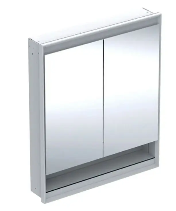 Geberit ONE - spoguļskapis ar LED apgaismojumu, 75x90x15 cm, 2 durvis, zemapmetuma montāža, ar nišu, metāls 505.822.00.1