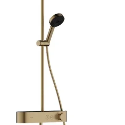 Hansgrohe Pulsify S - dušas komplekts ar termostatu, diametrs 26 cm, 3 strūklas veidi, EcoSmart, birstēts bronzas tonis 24221140