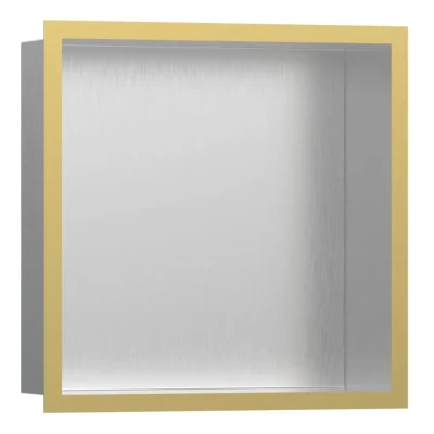 Hansgrohe XtraStoris Individual - sienas niša ar dizaina rāmi, 30x30x10 cm, matēts nerūsējošais tērauds/pulēta zelta apdare 56097990